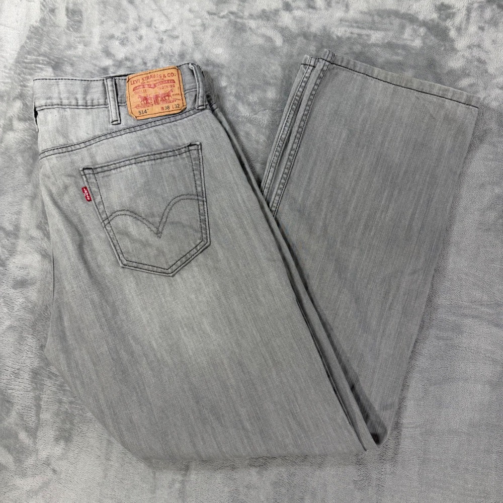 Vintage Levi's 514 Slim Straight Jeans Men's 38x32 Light Gray Denim Pants